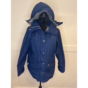 The‎ North Face Gore Tex Jacket Blue Hooded Zip Front Outdoor Adventure Women M